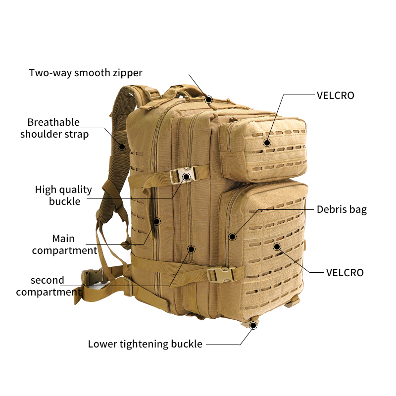 SABADO Molle Military Waterproof Bag Lasercut Rucksack Large Tactical Backpack